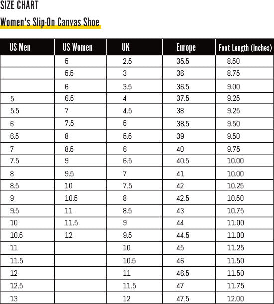 size chart