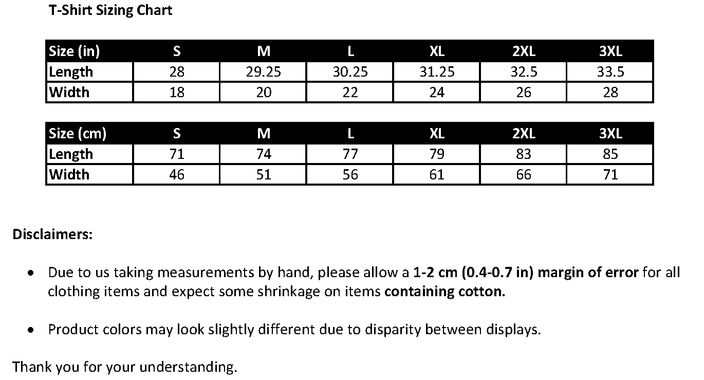 size chart